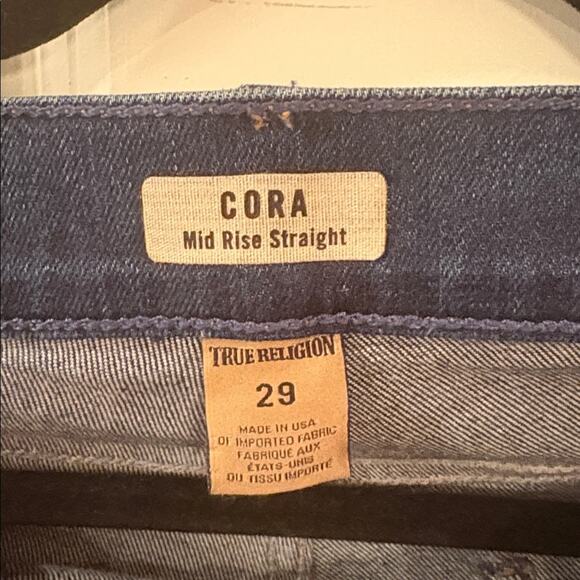 NWOT True Religion Cora Straight Leg Patched Jeans Size 29 - Picture 12 of 15